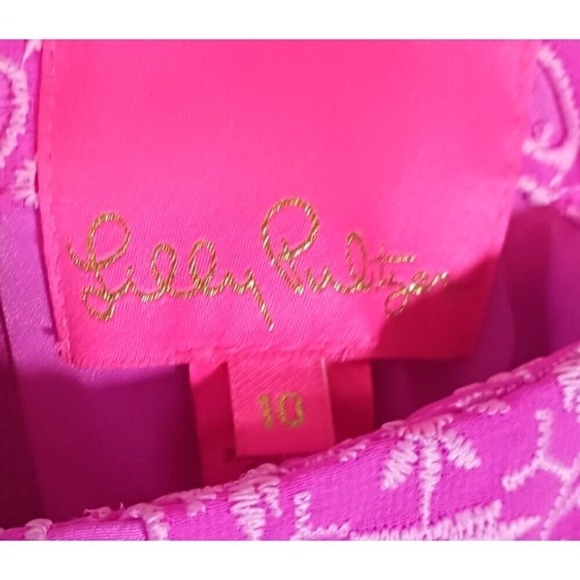 Lilly Pulitzer Akela Strapless Eyelet Hot Pink Wedding Resort Dress Size 10 New - Picture 5 of 6